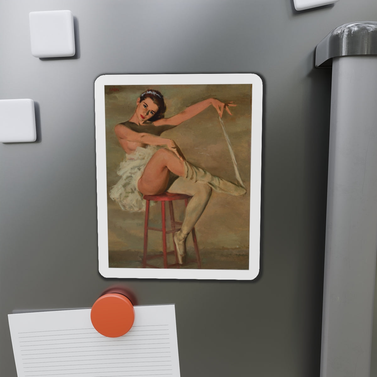 Seated Ballerina (Magazine Illustration) Refrigerator Magnet-The Sticker Space