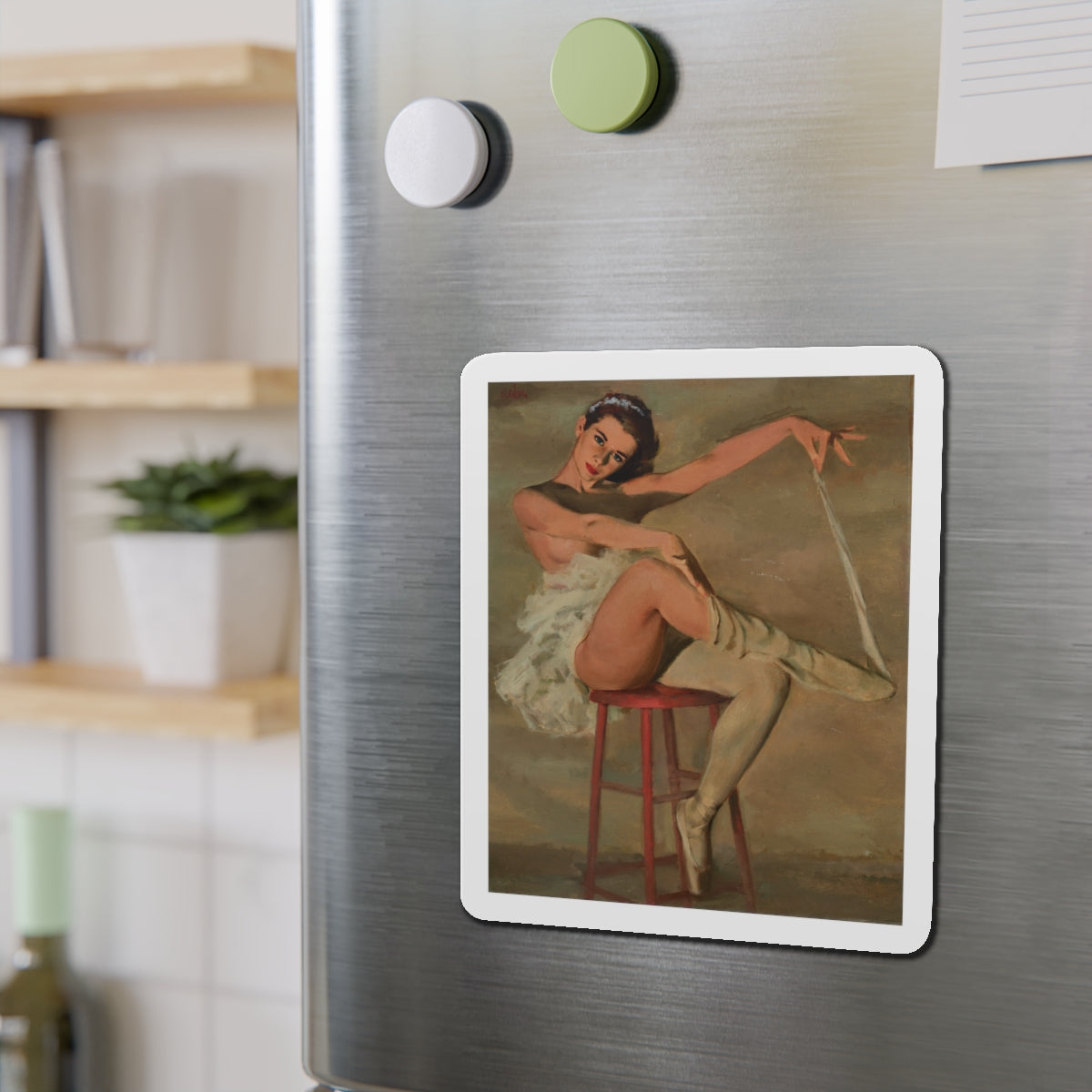 Seated Ballerina (Magazine Illustration) Refrigerator Magnet-The Sticker Space