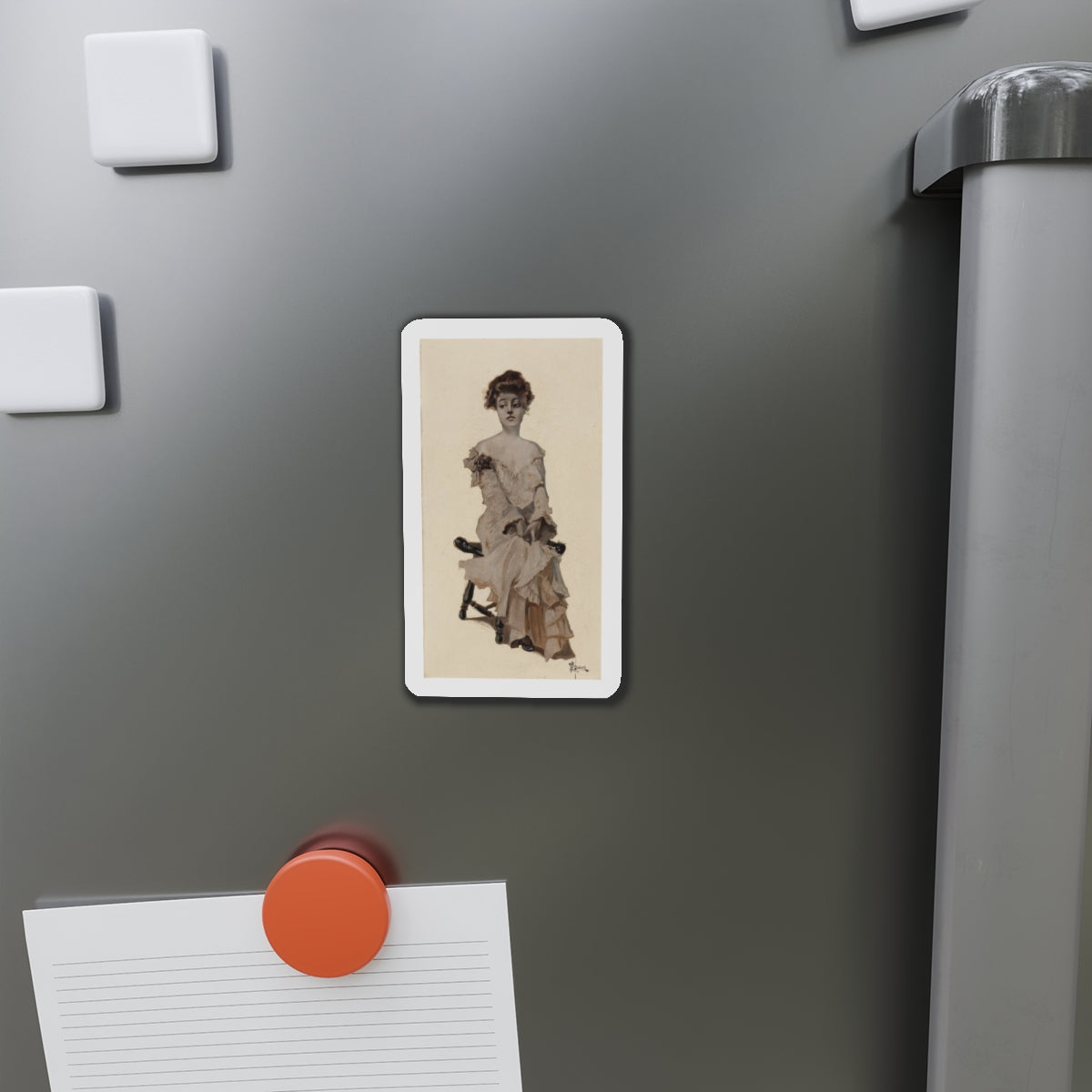 Seated Girl, 1904 (Magazine Illustration) Refrigerator Magnet-The Sticker Space