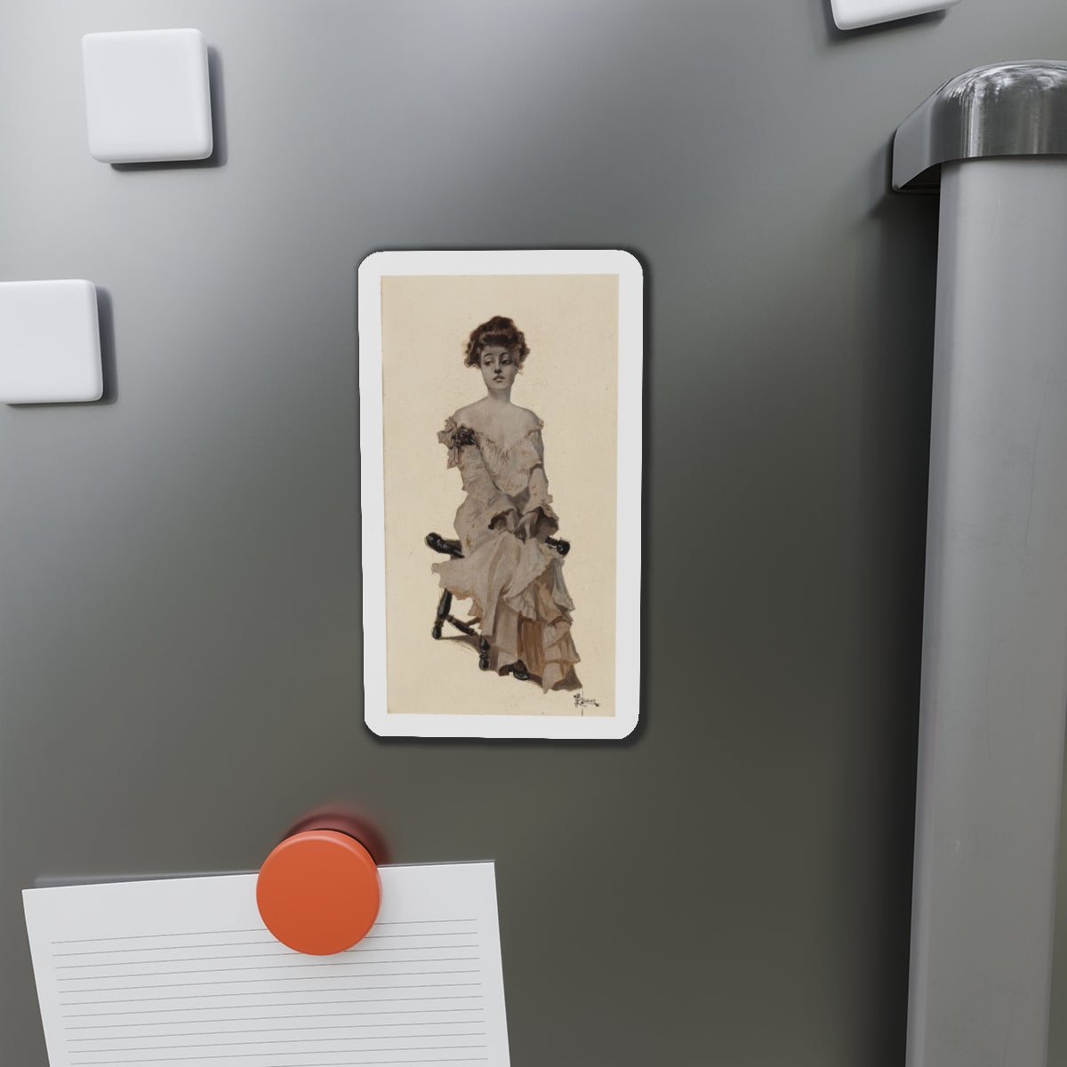 Seated Girl, 1904 (Magazine Illustration) Refrigerator Magnet-The Sticker Space