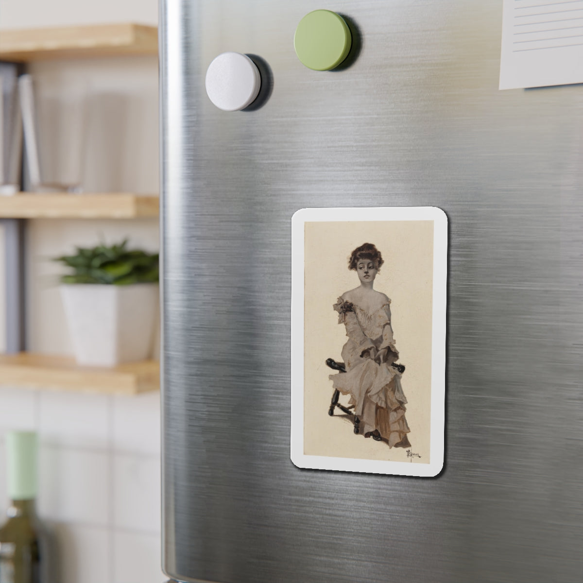 Seated Girl, 1904 (Magazine Illustration) Refrigerator Magnet-The Sticker Space