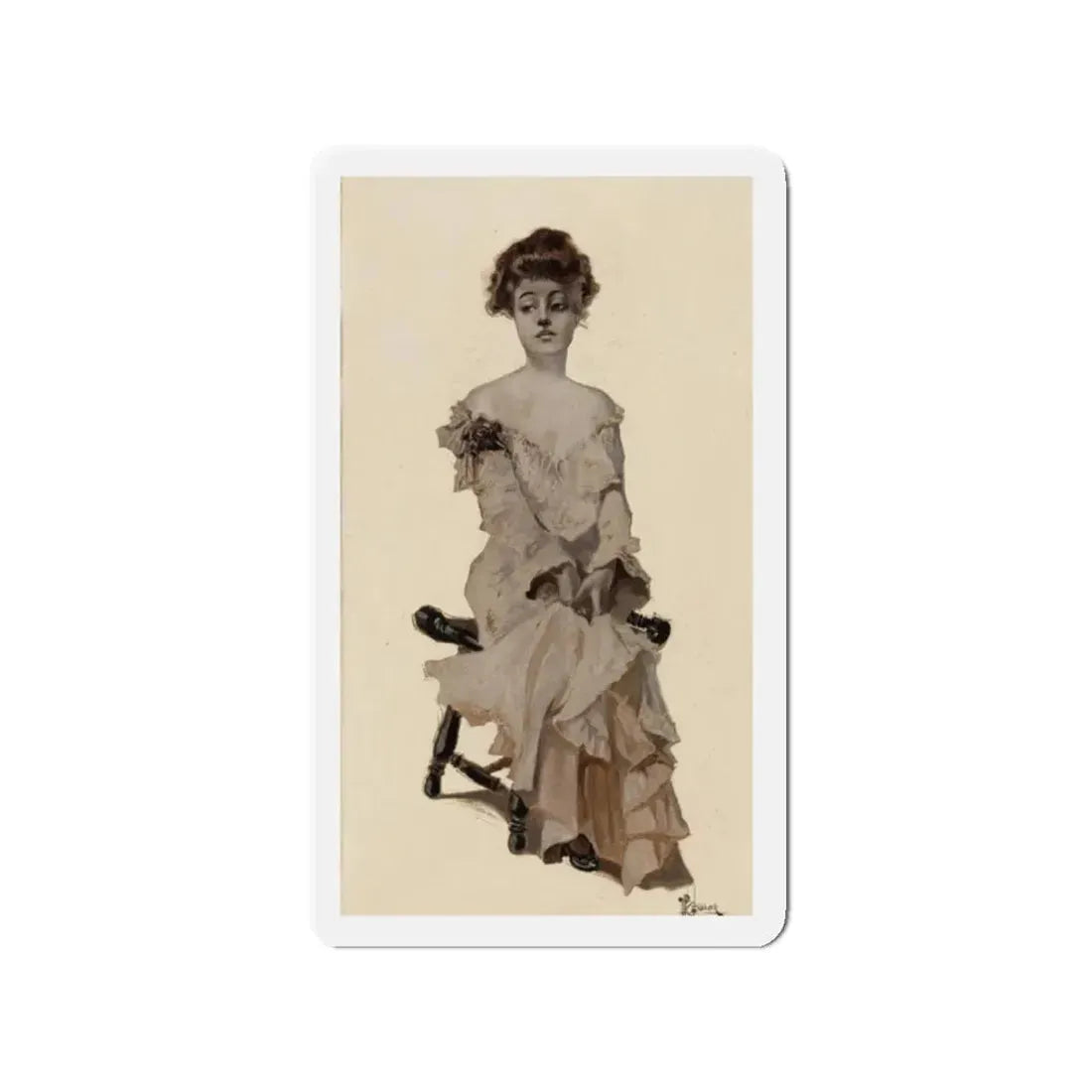Seated Girl, 1904 (Magazine Illustration) Refrigerator Magnet 2 Inch Die-Cut - The Sticker Space