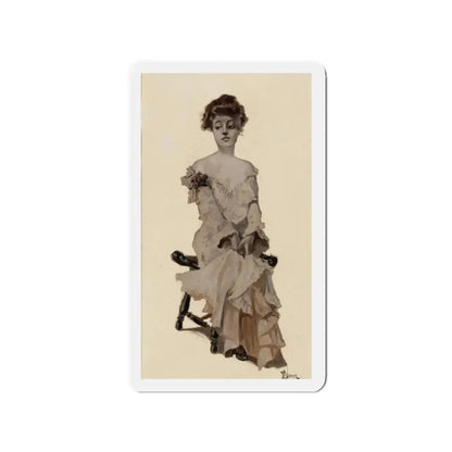 Seated Girl, 1904 (Magazine Illustration) Refrigerator Magnet 2 Inch Die-Cut - The Sticker Space