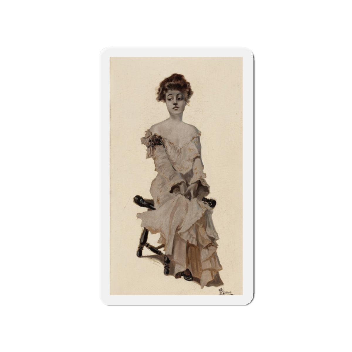 Seated Girl, 1904 (Magazine Illustration) Refrigerator Magnet-2" x 2"-The Sticker Space