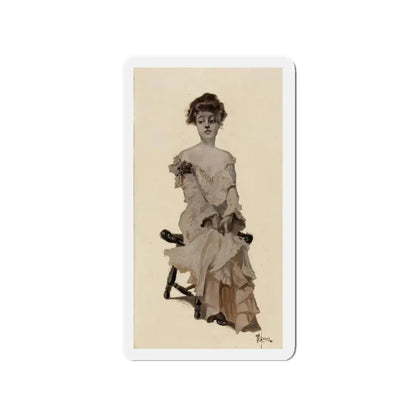 Seated Girl, 1904 (Magazine Illustration) Refrigerator Magnet 3 Inch Die-Cut - The Sticker Space