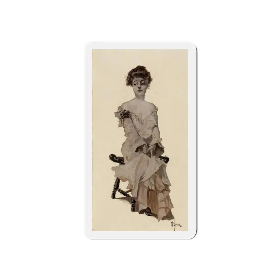Seated Girl, 1904 (Magazine Illustration) Refrigerator Magnet 5 Inch Die-Cut - The Sticker Space