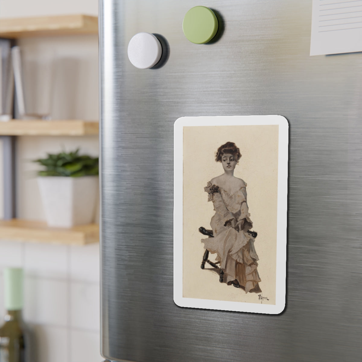 Seated Girl, 1904 (Magazine Illustration) Refrigerator Magnet-The Sticker Space