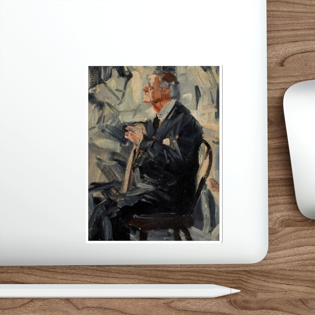 Seated Man with Cane (Magazine Illustration) STICKER Vinyl Die-Cut Decal-The Sticker Space