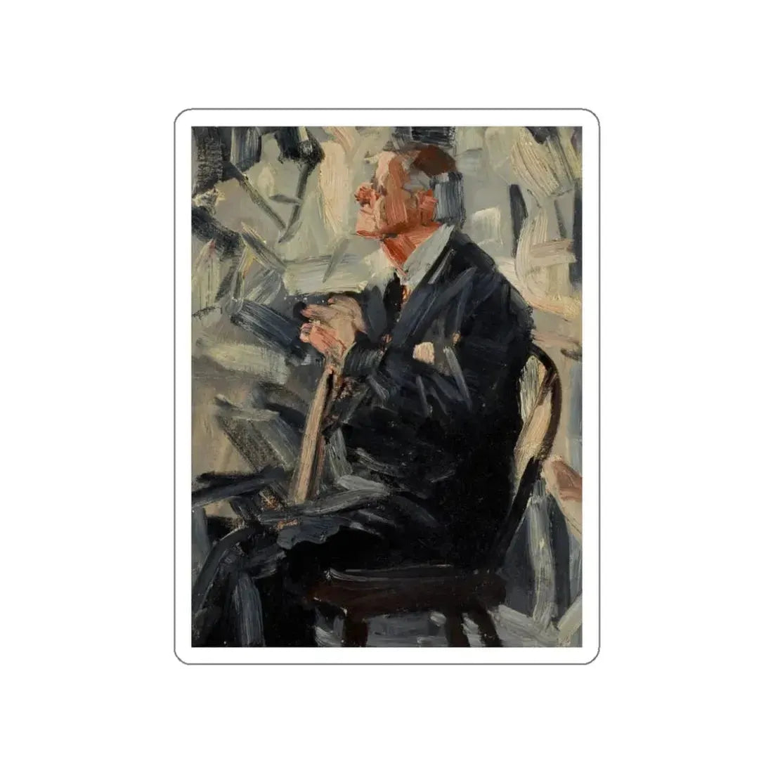 Seated Man with Cane (Magazine Illustration) STICKER Vinyl Die-Cut Decal White Die-Cut 3 Inch - The Sticker Space