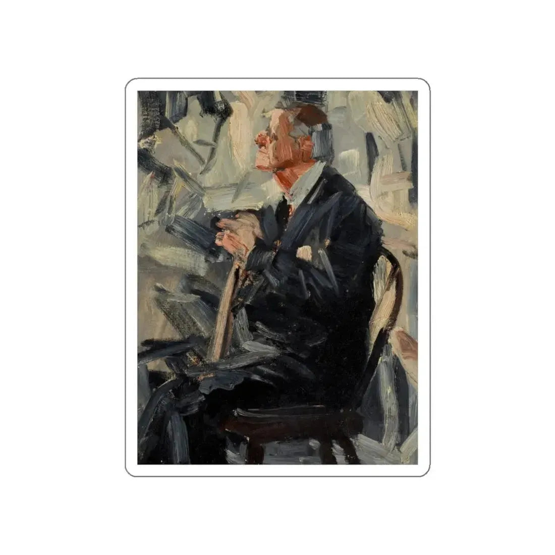 Seated Man with Cane (Magazine Illustration) STICKER Vinyl Die-Cut Decal White Die-Cut 6 Inch - The Sticker Space
