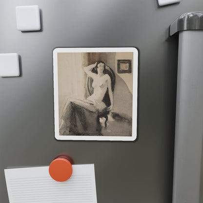 Seated Nude (Magazine Illustration) Refrigerator Magnet-The Sticker Space