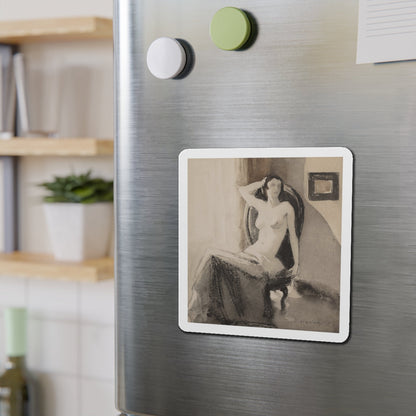 Seated Nude (Magazine Illustration) Refrigerator Magnet-The Sticker Space