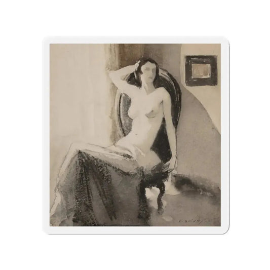 Seated Nude (Magazine Illustration) Refrigerator Magnet 2 Inch Die-Cut - The Sticker Space