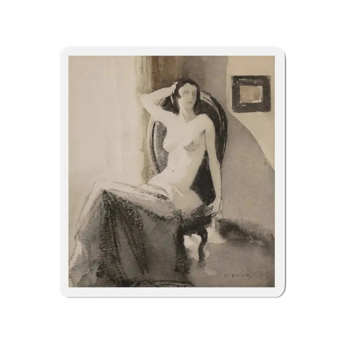 Seated Nude (Magazine Illustration) Refrigerator Magnet 3 Inch Die-Cut - The Sticker Space