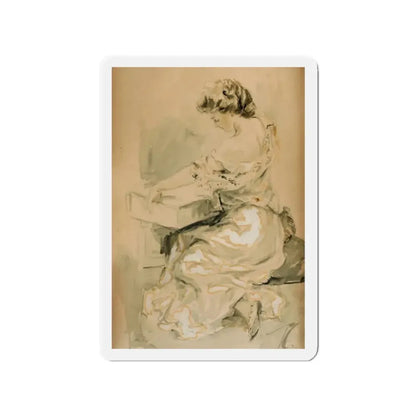 Seated Woman (Magazine Illustration) Refrigerator Magnet 2 Inch Die-Cut - The Sticker Space