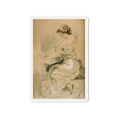 Seated Woman (Magazine Illustration) Refrigerator Magnet-3" x 3"-The Sticker Space