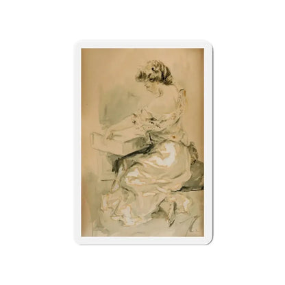 Seated Woman (Magazine Illustration) Refrigerator Magnet 4 Inch Die-Cut - The Sticker Space