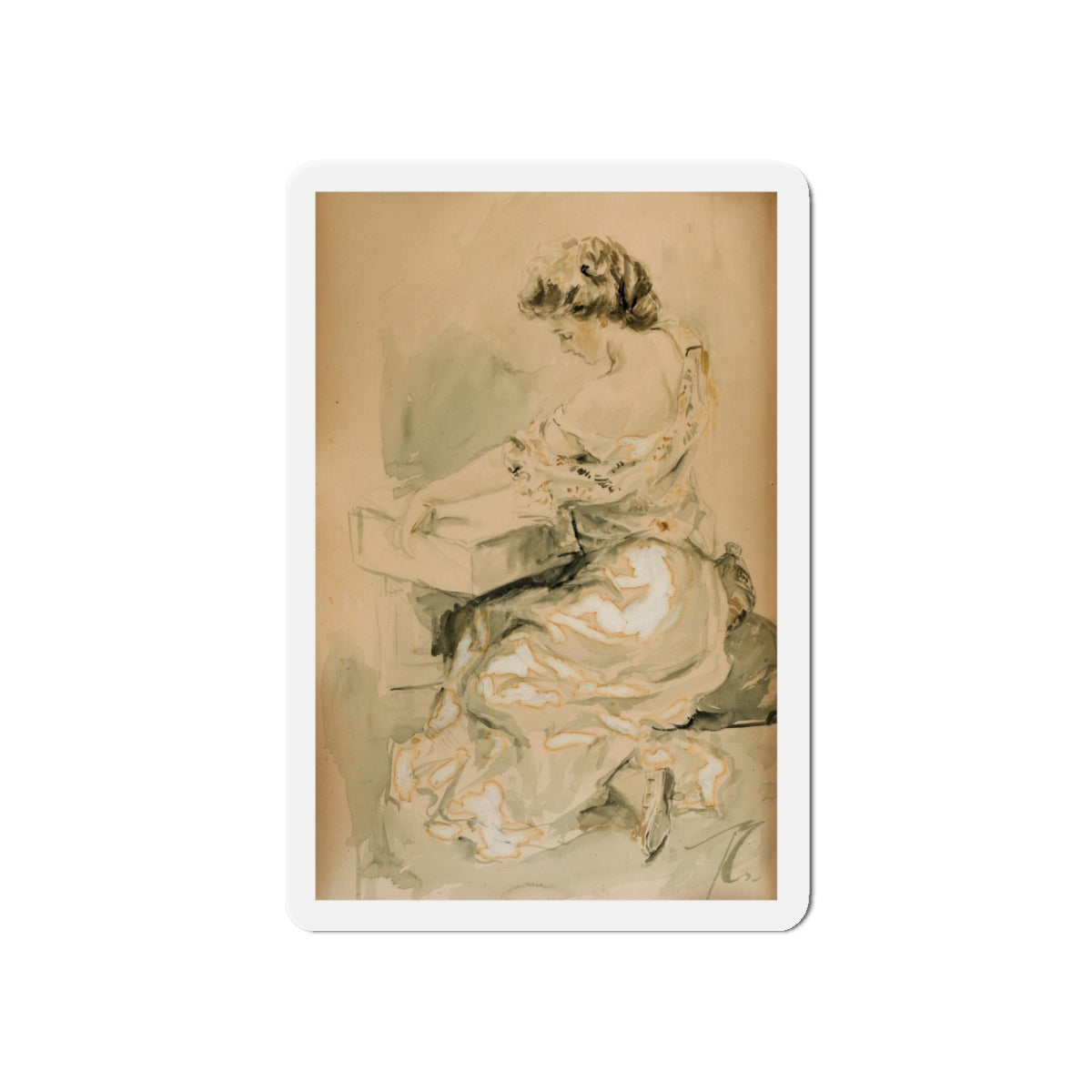 Seated Woman (Magazine Illustration) Refrigerator Magnet-5" x 5"-The Sticker Space