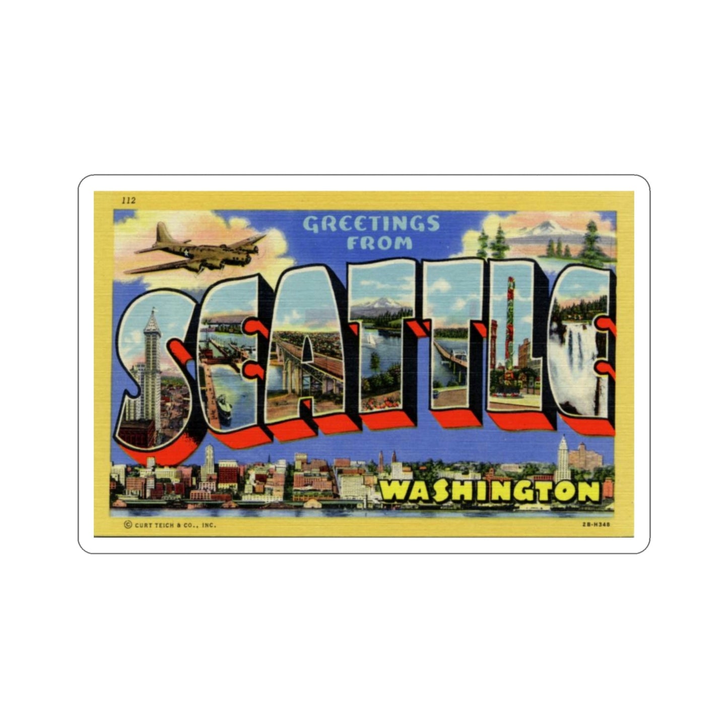 Seattle Washington (Greeting Cards) STICKER Vinyl Die-Cut Decal-3 Inch-The Sticker Space