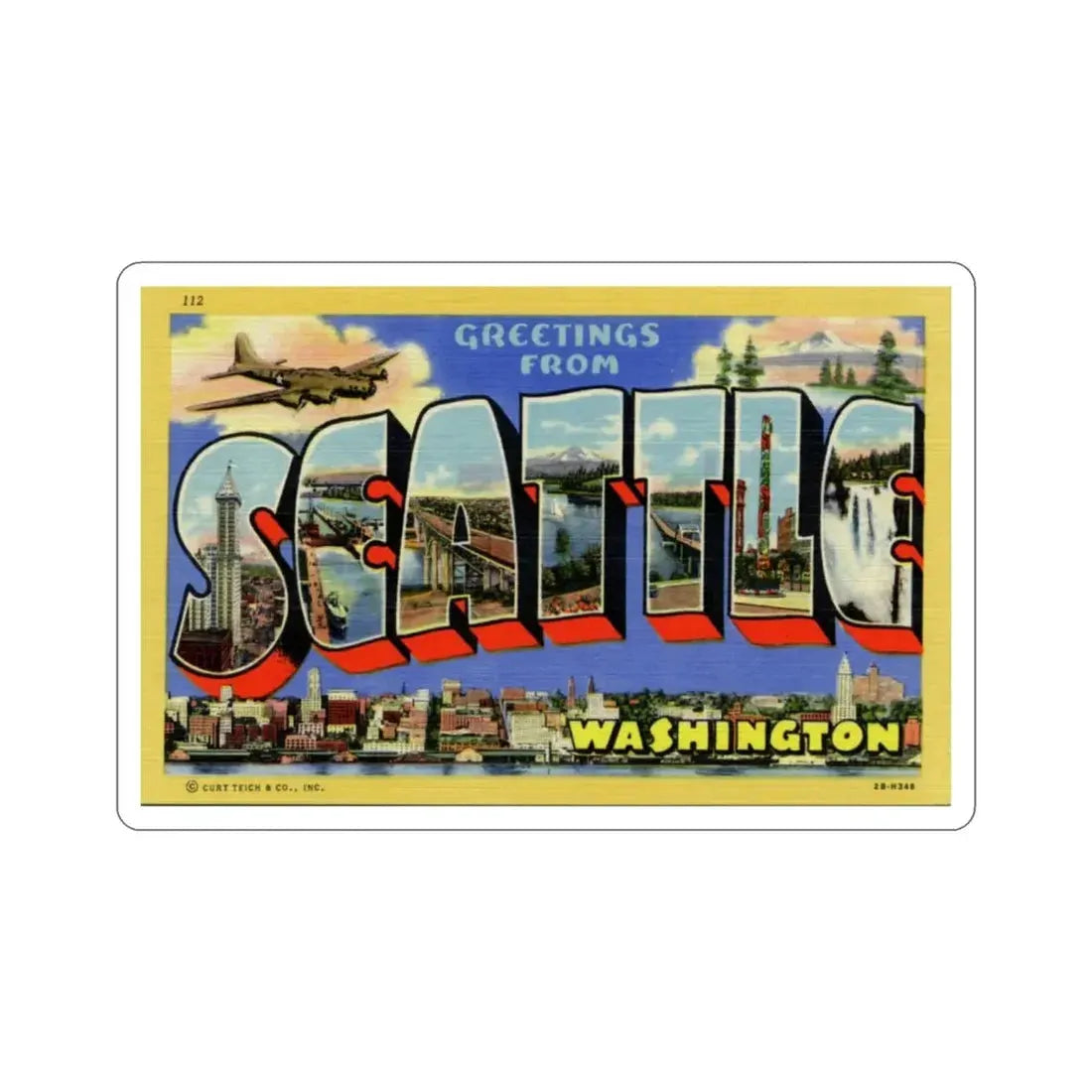 Seattle Washington (Greeting Cards) STICKER Vinyl Die-Cut Decal 4 Inch - The Sticker Space