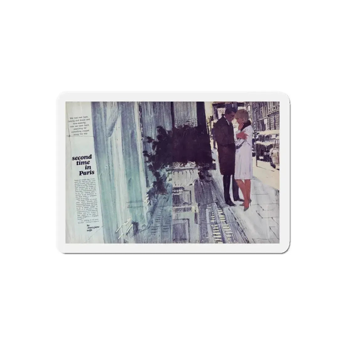 Second time in Paris, Chatelaine, August 1967 (Magazine Illustration) Refrigerator Magnet 5 Inch Die-Cut - The Sticker Space