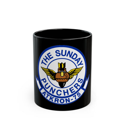 Second VA 75 ATKRON 75 The Sunday Punchers (U.S. Navy) Black Coffee Mug-11oz-The Sticker Space