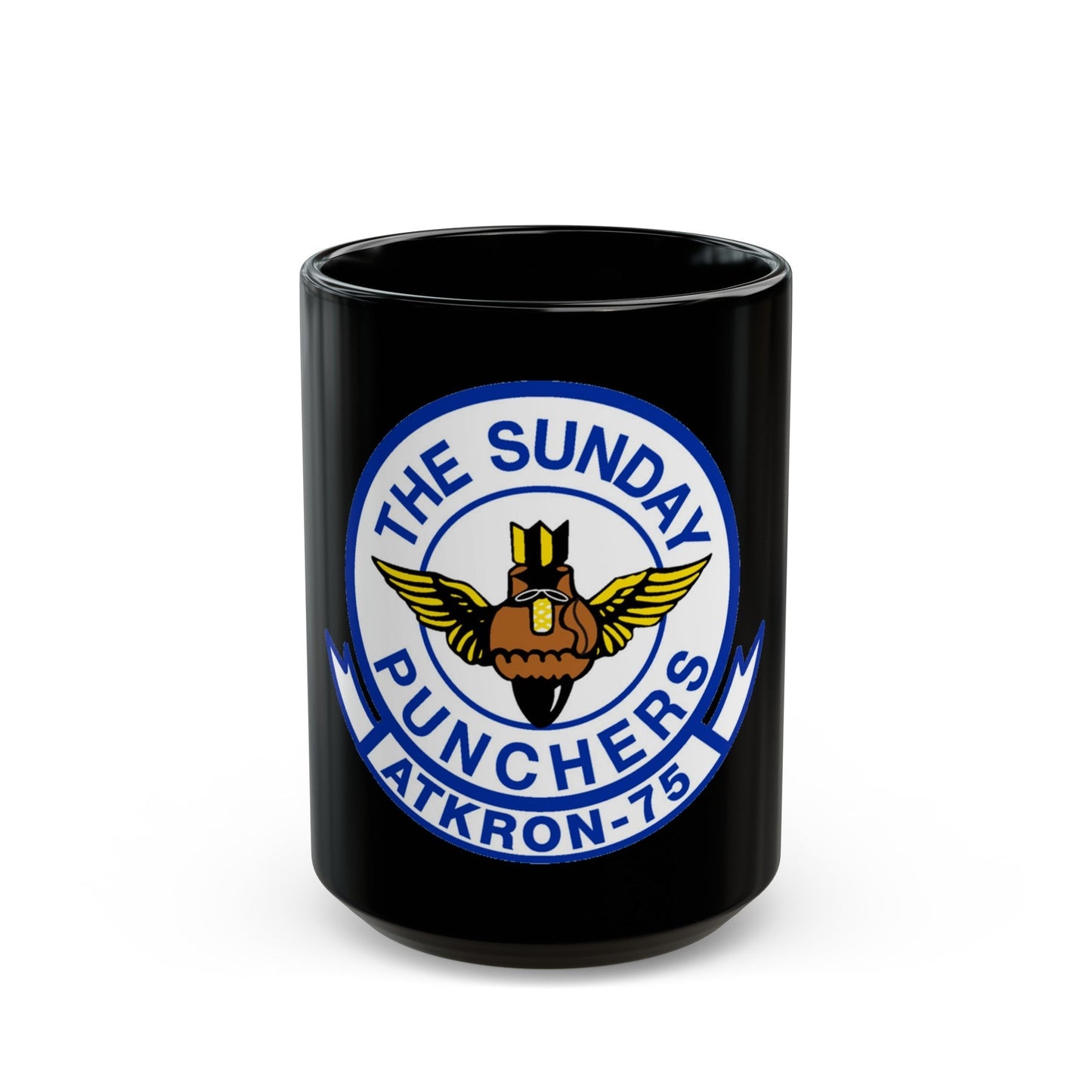 Second VA 75 ATKRON 75 The Sunday Punchers (U.S. Navy) Black Coffee Mug-15oz-The Sticker Space