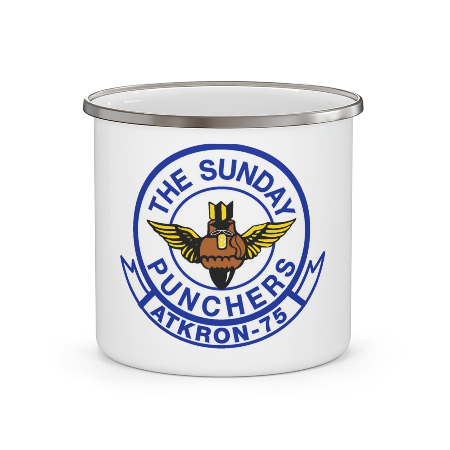 Second VA 75 ATKRON 75 The Sunday Punchers (U.S. Navy) Enamel Mug 12oz-12oz-The Sticker Space