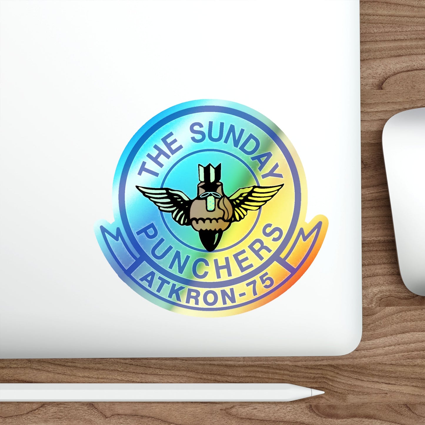 Second VA 75 ATKRON 75 The Sunday Punchers (U.S. Navy) Holographic STICKER Die-Cut Vinyl Decal-The Sticker Space