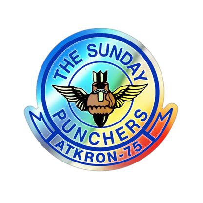 Second VA 75 ATKRON 75 The Sunday Punchers (U.S. Navy) Holographic STICKER Die-Cut Vinyl Decal-2 Inch-The Sticker Space