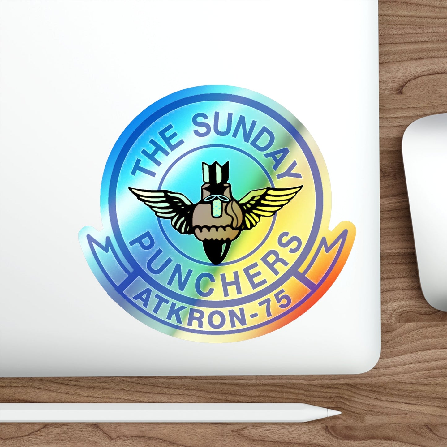 Second VA 75 ATKRON 75 The Sunday Punchers (U.S. Navy) Holographic STICKER Die-Cut Vinyl Decal-The Sticker Space