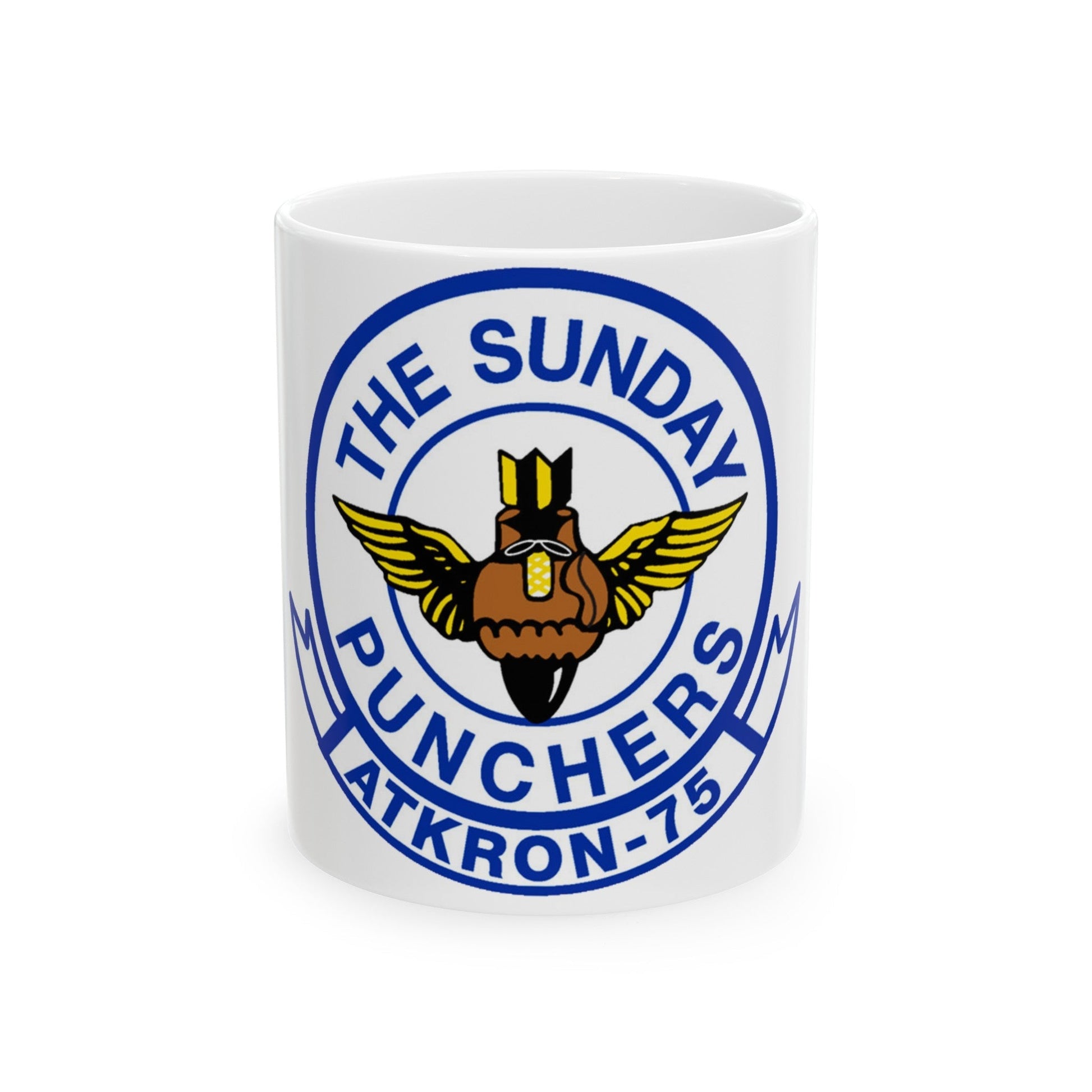 Second VA 75 ATKRON 75 The Sunday Punchers (U.S. Navy) White Coffee Mug-11oz-The Sticker Space