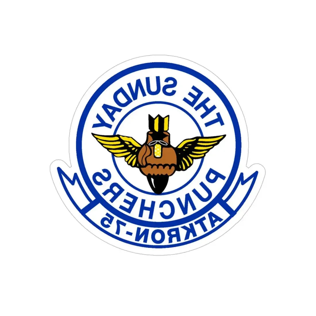 Second VA 75 ATKRON 75 The Sunday Punchers (U.S. Navy) REVERSE PRINT Transparent Die-Cut STICKER 6 Inch Die-Cut Transparent - The Sticker Space