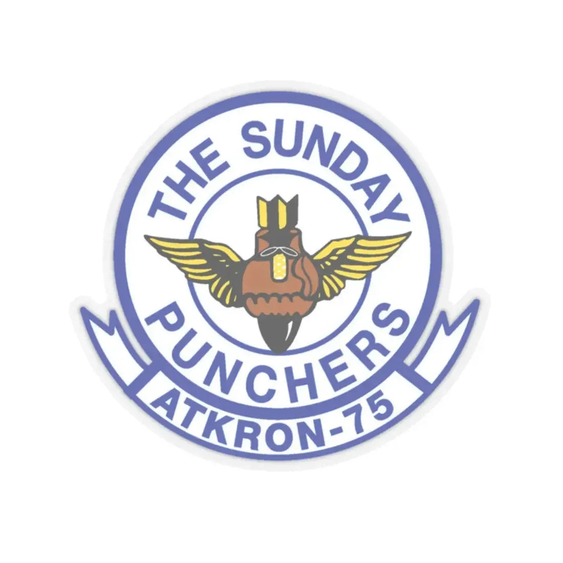 Second VA 75 ATKRON 75 The Sunday Punchers (U.S. Navy) STICKER Vinyl Kiss-Cut Decal 2 Inch Transparent - The Sticker Space