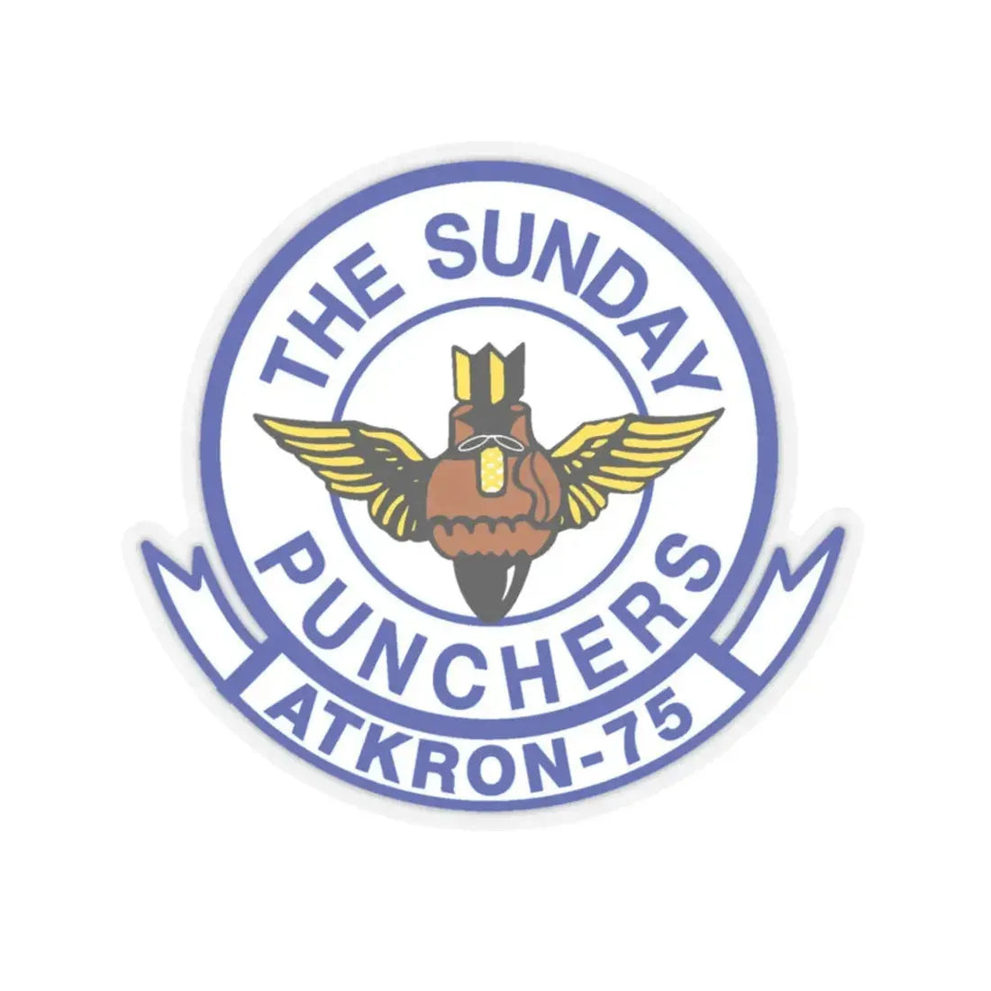 Second VA 75 ATKRON 75 The Sunday Punchers (U.S. Navy) STICKER Vinyl Kiss-Cut Decal 3 Inch Transparent - The Sticker Space