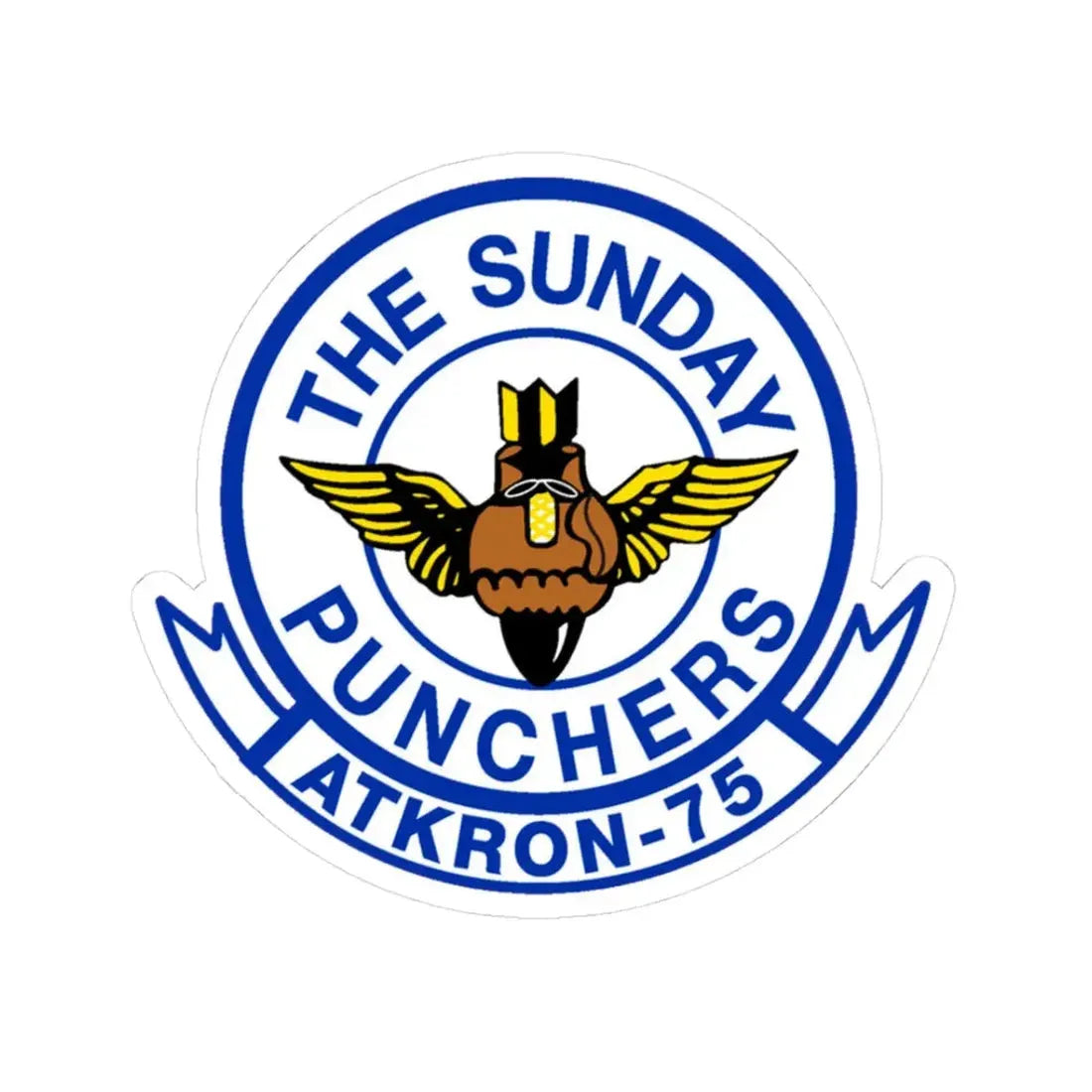 Second VA 75 ATKRON 75 The Sunday Punchers (U.S. Navy) STICKER Vinyl Kiss-Cut Decal 3 Inch White - The Sticker Space