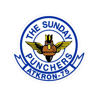 Second VA 75 ATKRON 75 The Sunday Punchers (U.S. Navy) STICKER Vinyl Kiss-Cut Decal 3 Inch White - The Sticker Space