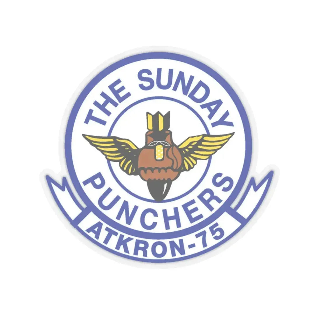Second VA 75 ATKRON 75 The Sunday Punchers (U.S. Navy) STICKER Vinyl Kiss-Cut Decal 4 Inch Transparent - The Sticker Space