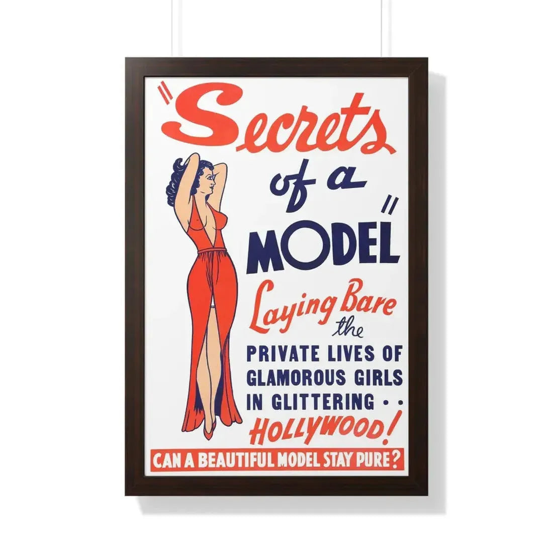 SECRETS OF A MODEL 1940 - Framed Movie Poster 20" x 30" Walnut - The Sticker Space
