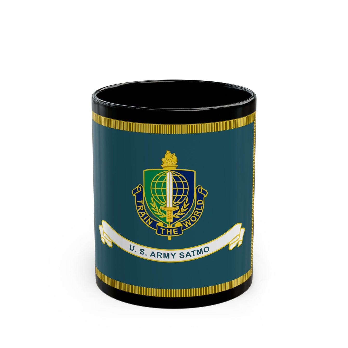 Security Asasistance Training Management Organization Flag (U.S. Army) Black Coffee Mug-11oz-The Sticker Space