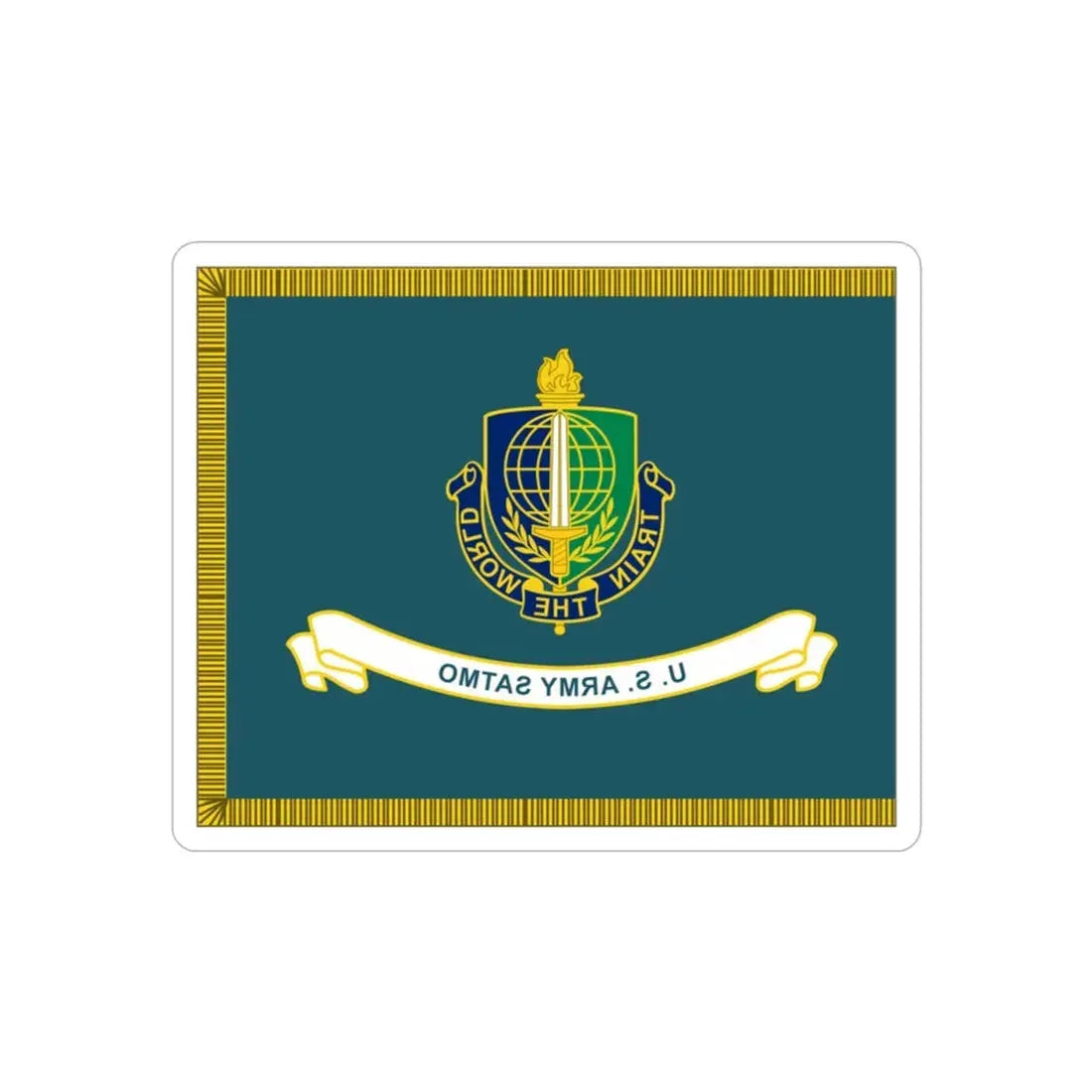 Security Asasistance Training Management Organization Flag (U.S. Army) REVERSE PRINT Transparent Die-Cut STICKER 2 Inch Die-Cut Transparent - The Sticker Space