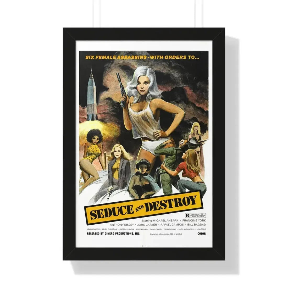 SEDUCE AND DESTROY (THE DOLL SQUAD) 1973 - Framed Movie Poster 16″ x 24″ Black - The Sticker Space
