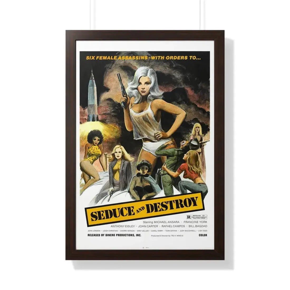 SEDUCE AND DESTROY (THE DOLL SQUAD) 1973 - Framed Movie Poster 20" x 30" Walnut - The Sticker Space