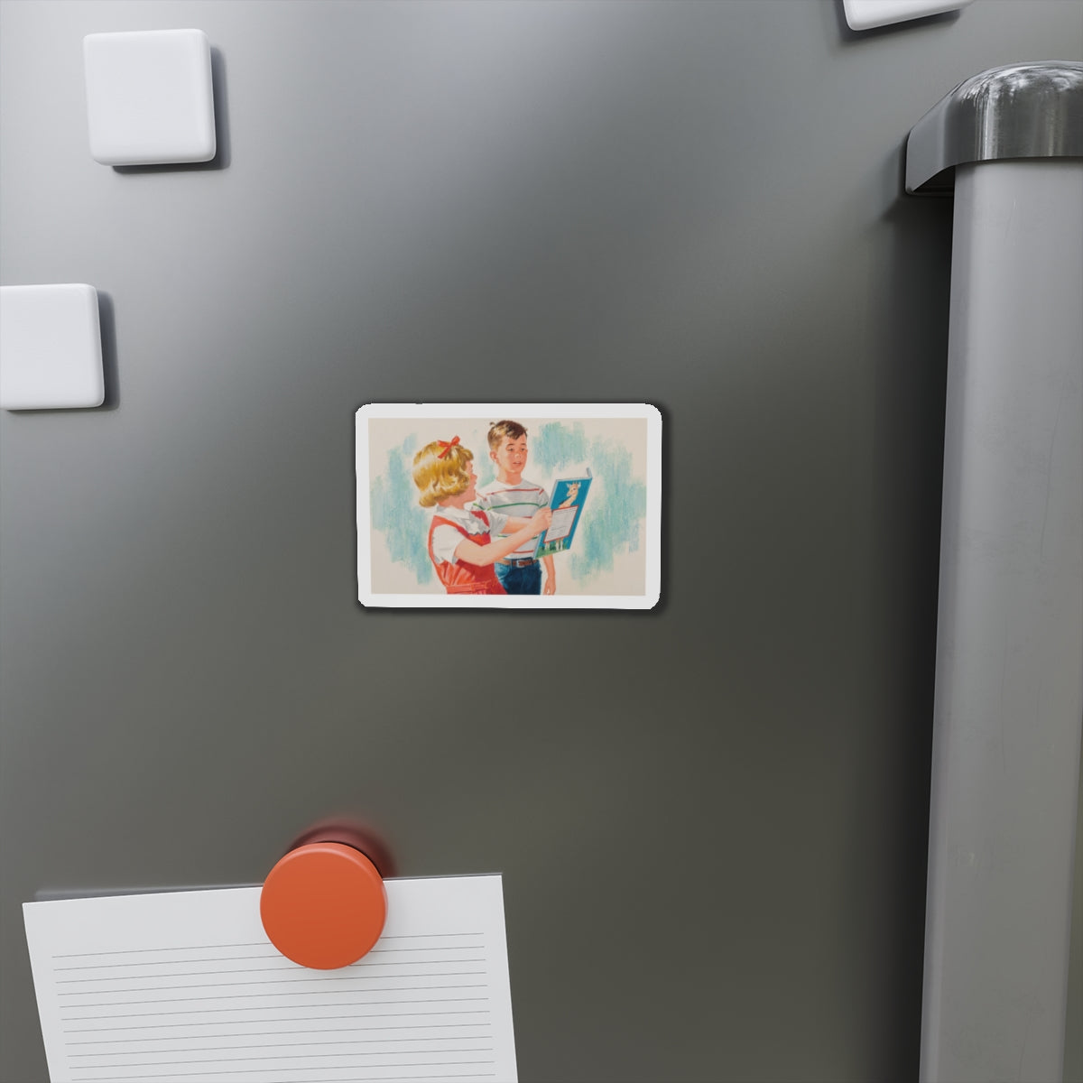 See, Dick and Jane illustration (Magazine Illustration) Refrigerator Magnet-The Sticker Space