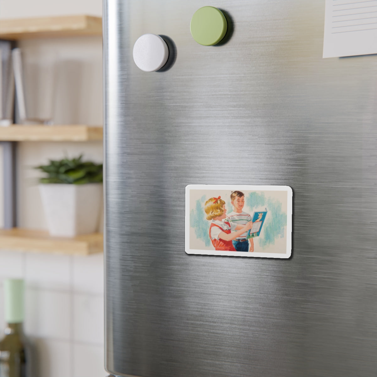 See, Dick and Jane illustration (Magazine Illustration) Refrigerator Magnet-The Sticker Space