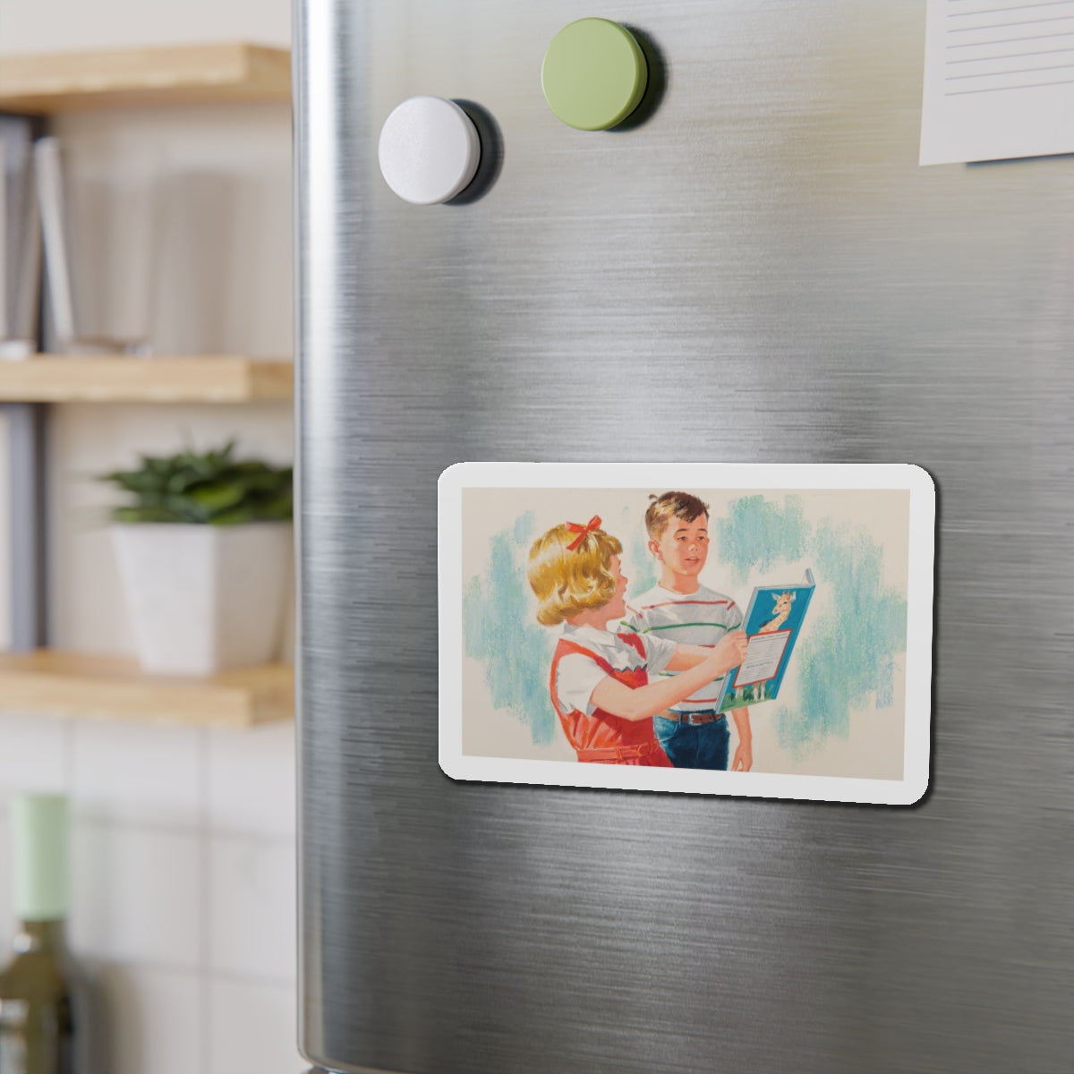 See, Dick and Jane illustration (Magazine Illustration) Refrigerator Magnet-The Sticker Space