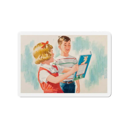 See, Dick and Jane illustration (Magazine Illustration) Refrigerator Magnet 2 Inch Die-Cut - The Sticker Space
