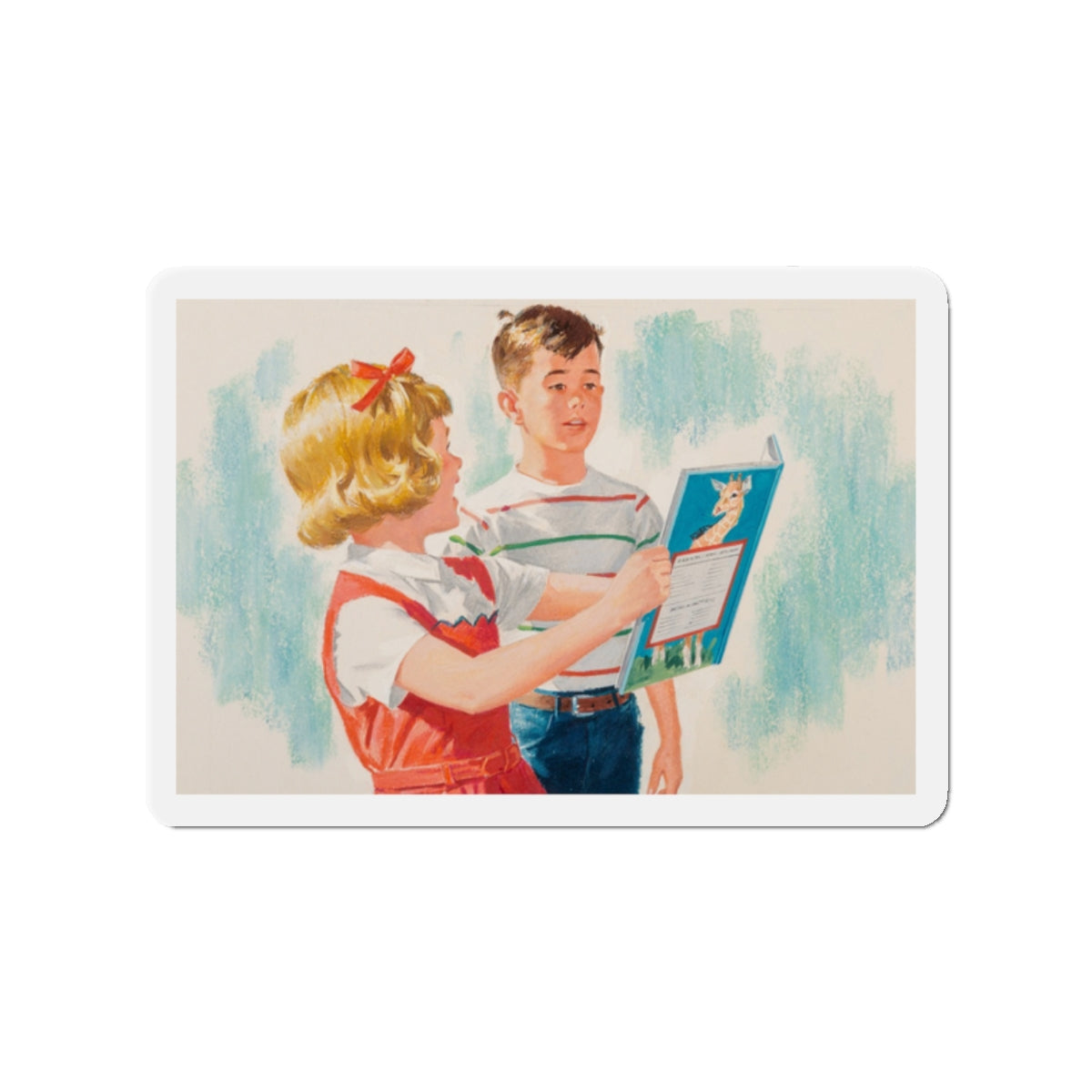 See, Dick and Jane illustration (Magazine Illustration) Refrigerator Magnet-2" x 2"-The Sticker Space