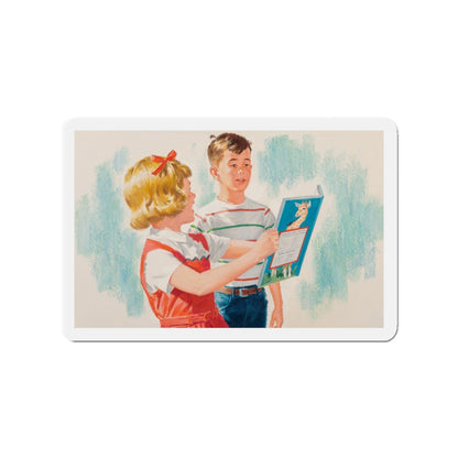 See, Dick and Jane illustration (Magazine Illustration) Refrigerator Magnet-3" x 3"-The Sticker Space