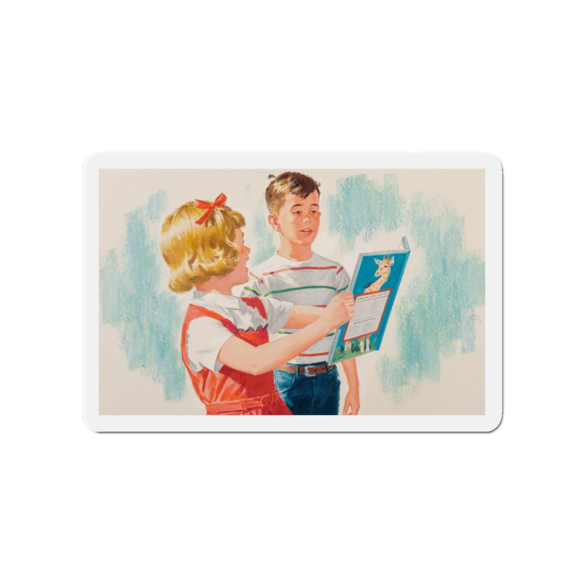 See, Dick and Jane illustration (Magazine Illustration) Refrigerator Magnet-4" x 4"-The Sticker Space